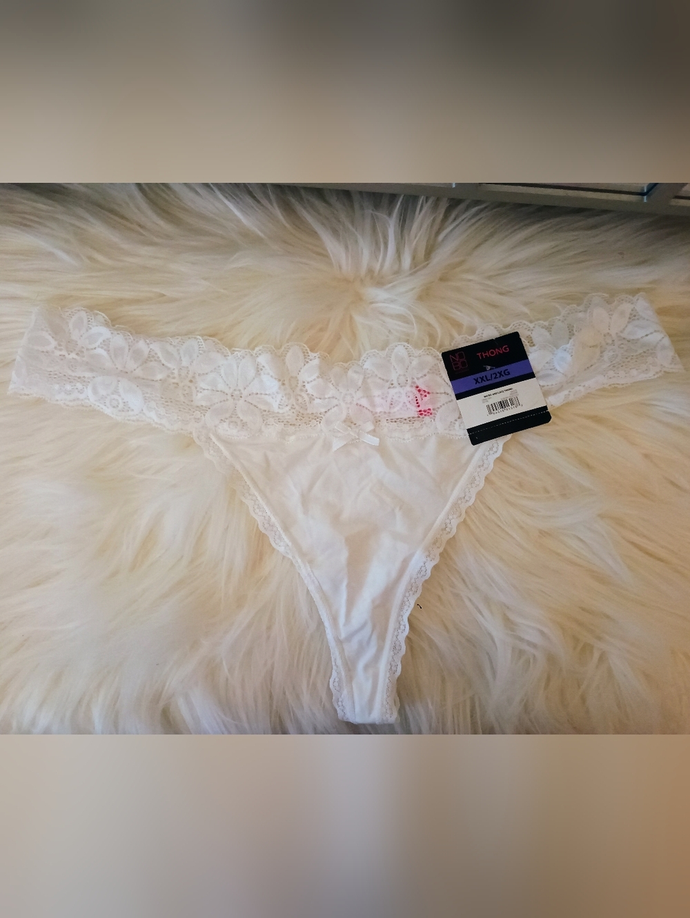 NWT White Lace Thong Panty